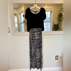 Saks Fifth Avenue Maxi Dress w/ Short Sleeve Overlay Black & White - S